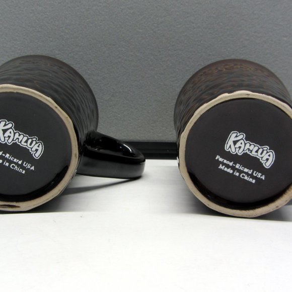 Pair of 12 oz Kahlua Coffee Cups Mugs Brown Embossed/Raised Coffee Bean Design. - Picture 5 of 7